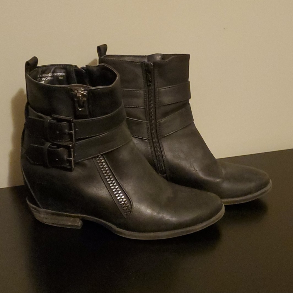 Diba black heeled moto booties